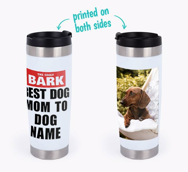 'The Daily Bark: Best Dog Mum' - Photo Upload {breedFullName} Travel Mug